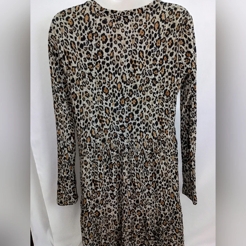 ZARA Mobwife Cheetah Leopard Print Long Sleeve Fall Autumn Winter Dress (#221)‎